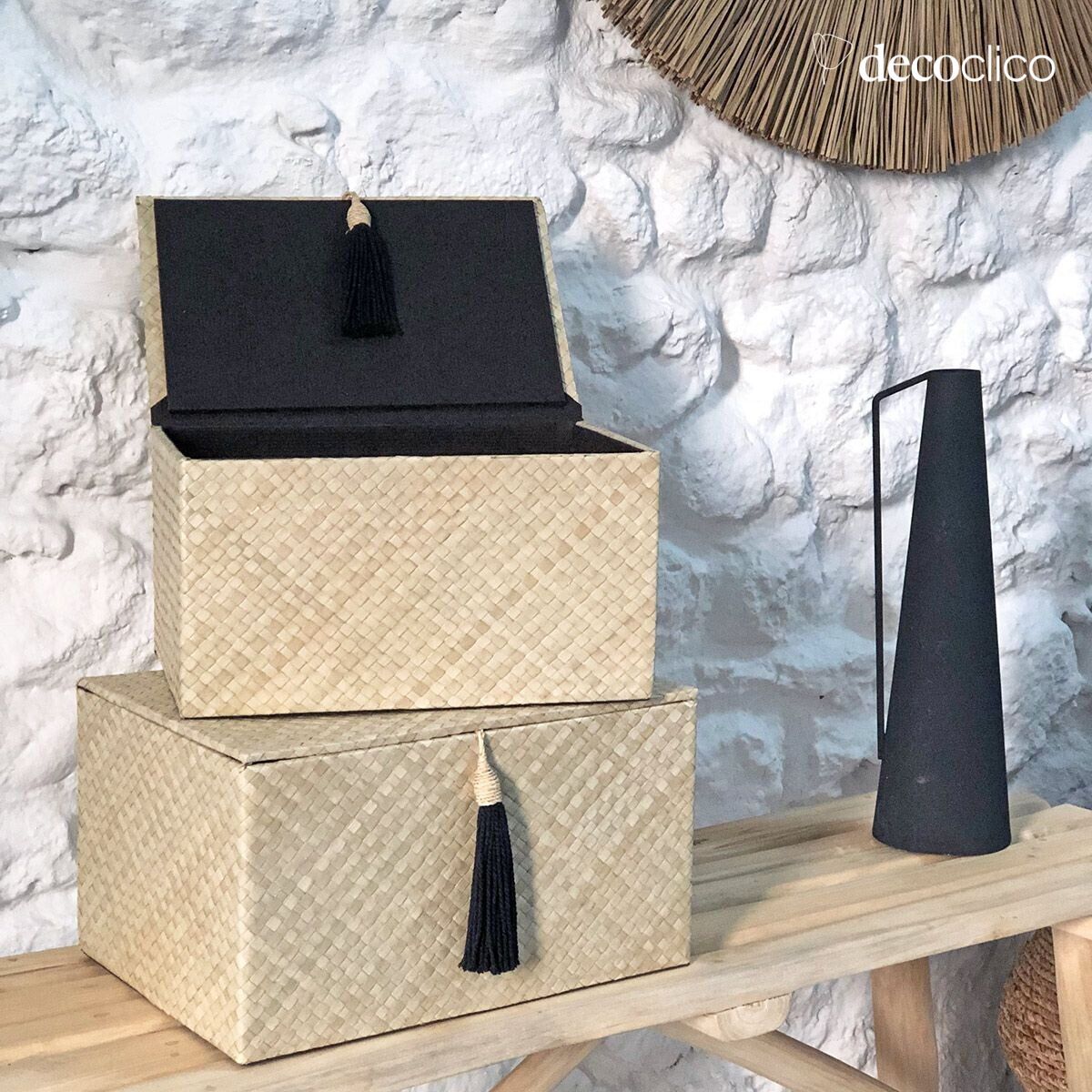 Set de 2 boîtes rectangulaires en pandan  Wayan Casatera