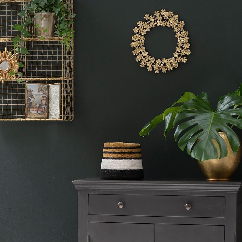 Set de 2 cajas de junco de mar con bandas blancas, mostaza y negro Bayadère Casa