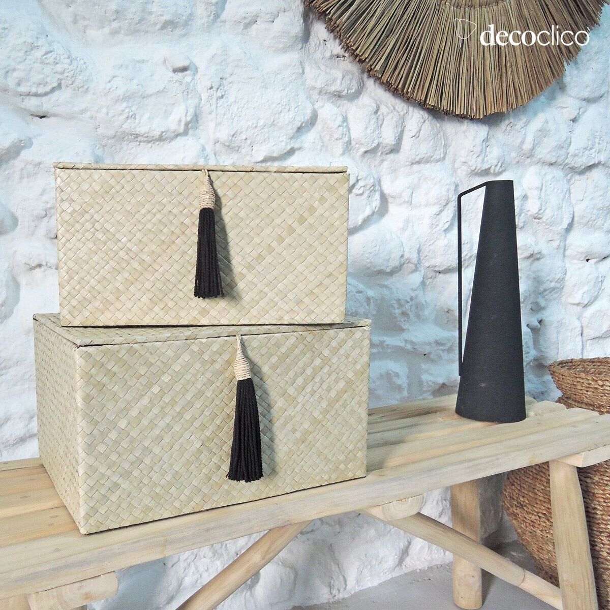 Set de 2 cajas rectangulares de pandan  Wayan Casatera