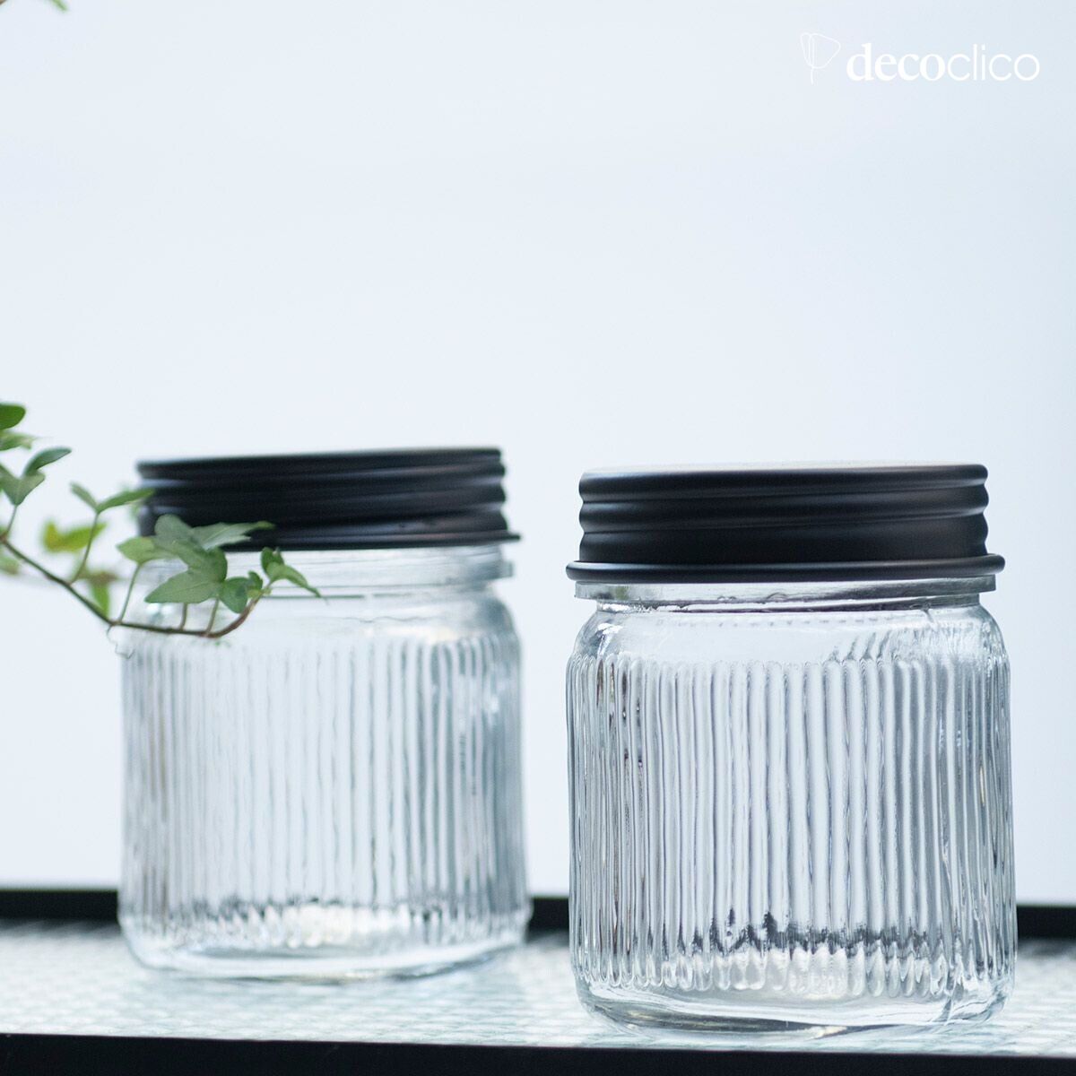 Set de 2 tarros de cristal y latón negro Chaumont