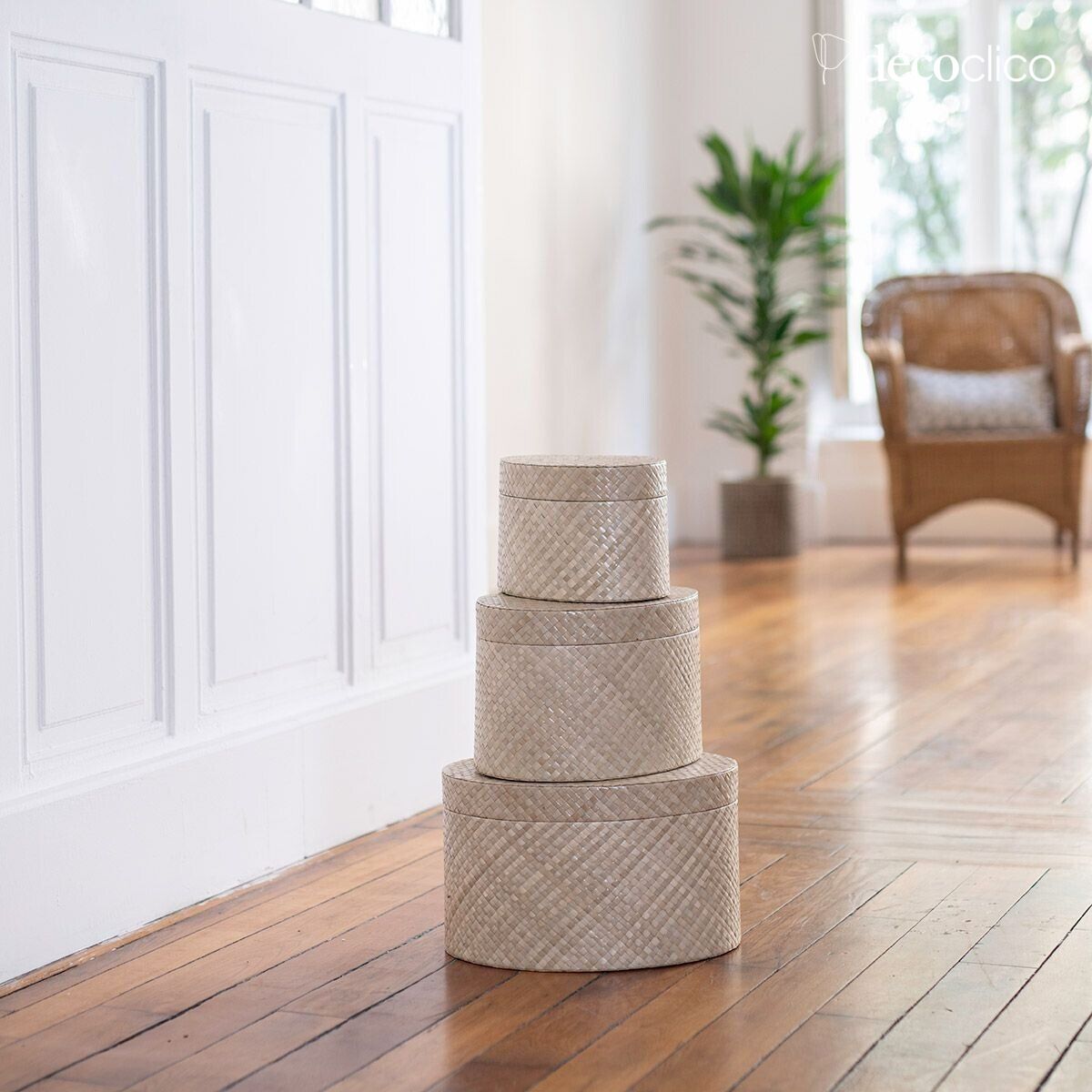 Set de 3 cajas ovaladas de pandan  Wayan