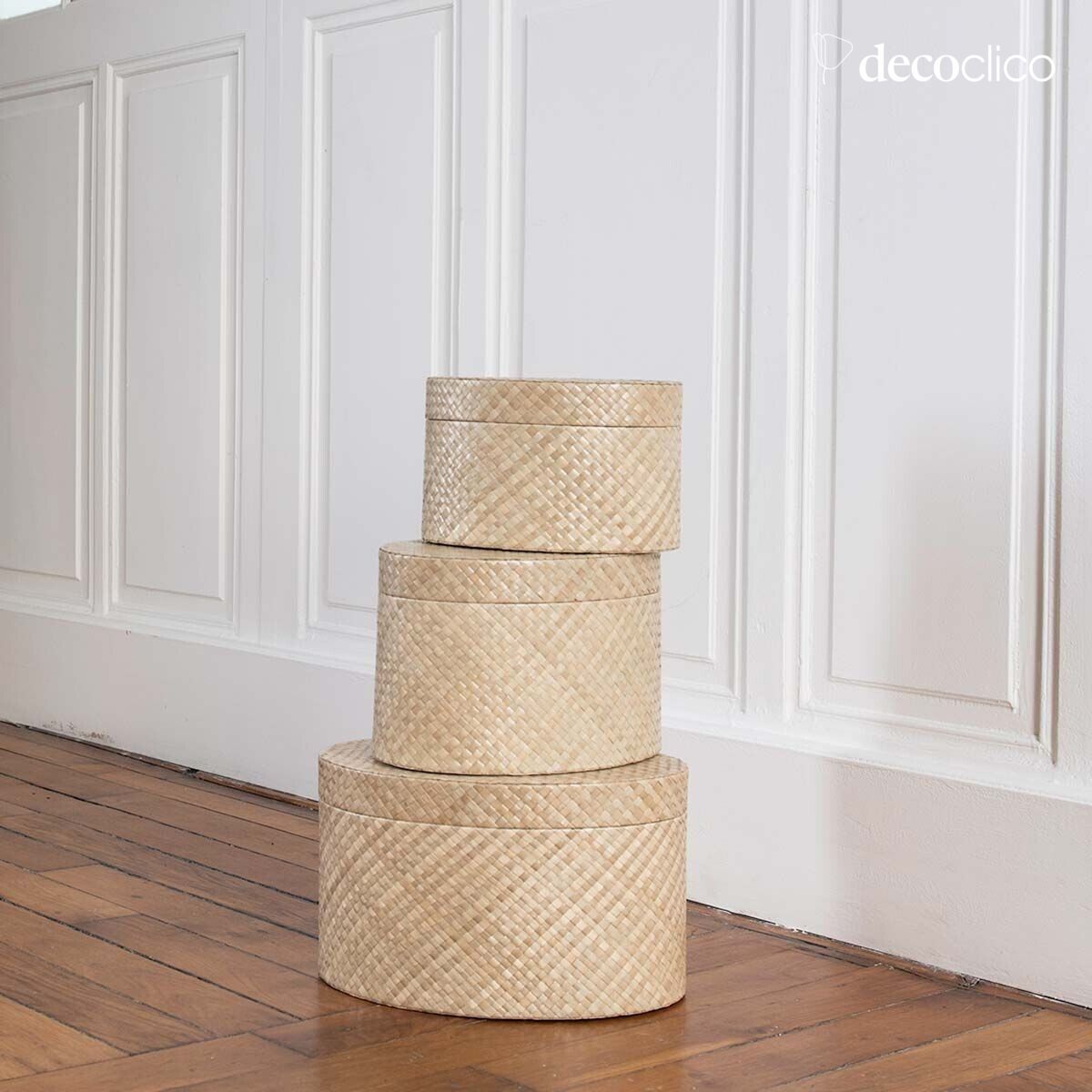 Set de 3 cajas ovaladas de pandan  Wayan