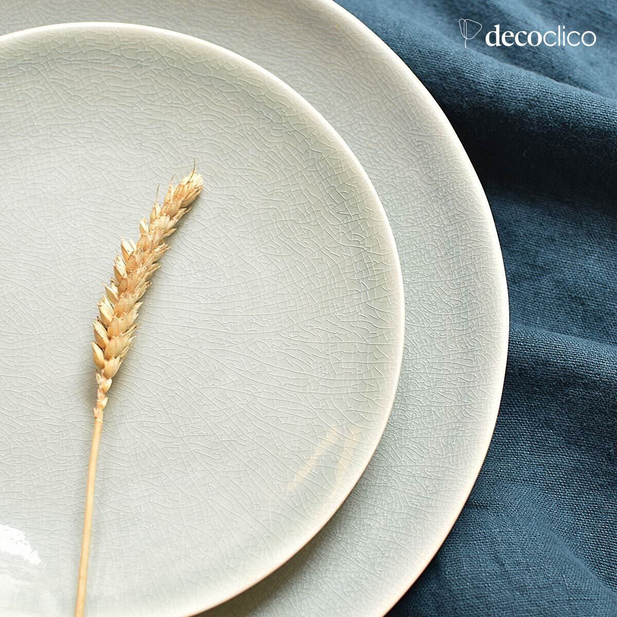 Set de 4 assiettes à dessert en céramique vert d´eau craquelée  Frost