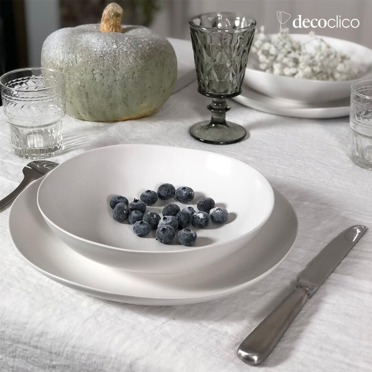 Set de 4 assiettes plates en céramique blanche  Fjord