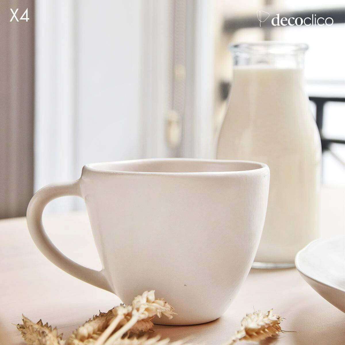 Set de 4 tasses en céramique blanche Fjord