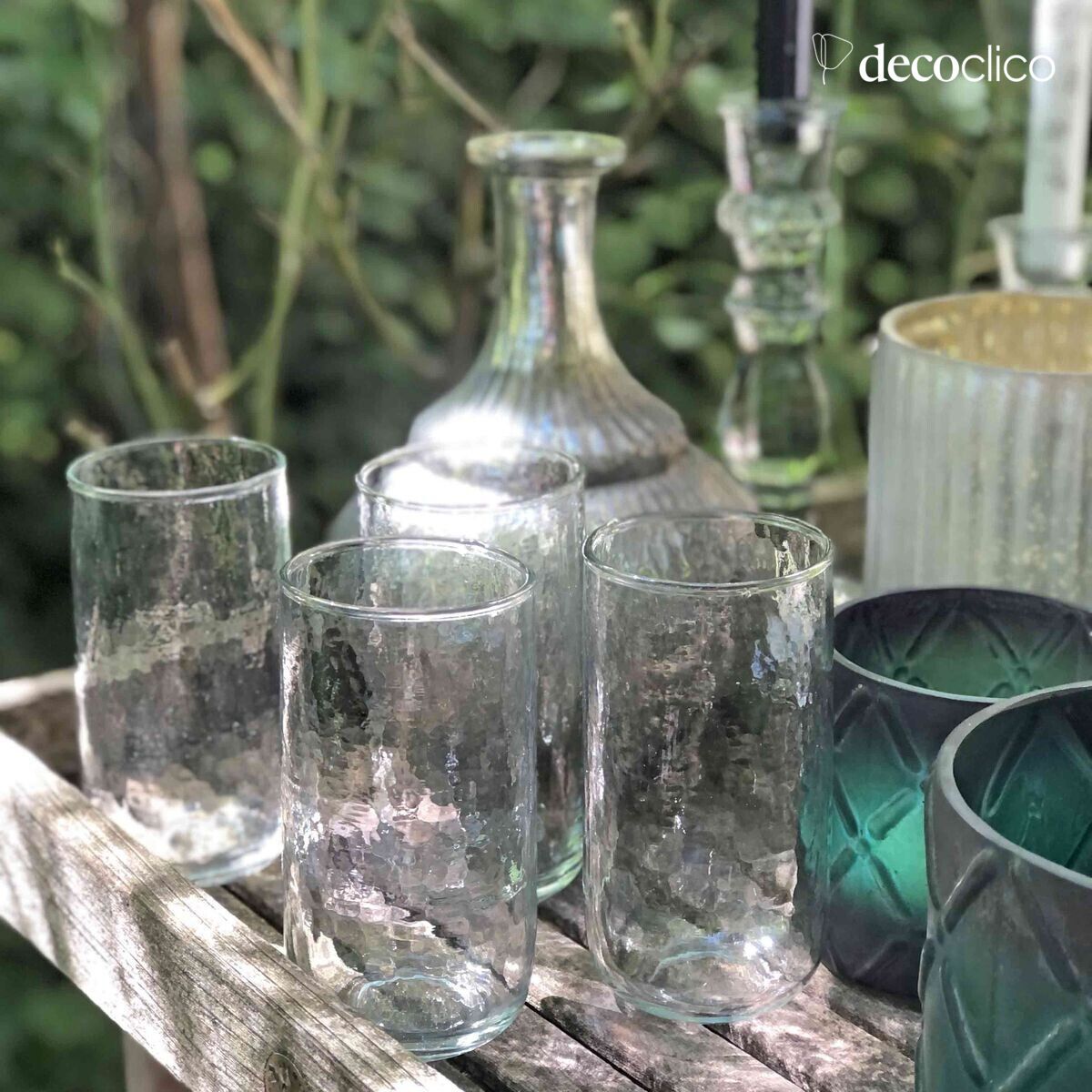 Set de 4 verres hauts en verre pommelé