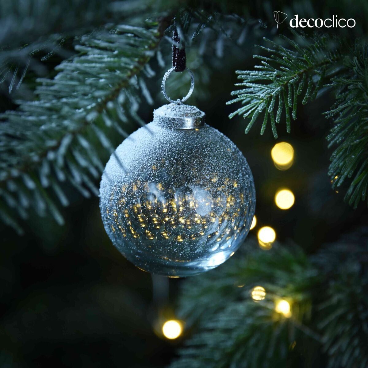 Set de 6 boules de Noël en verre mercurisé lien velours