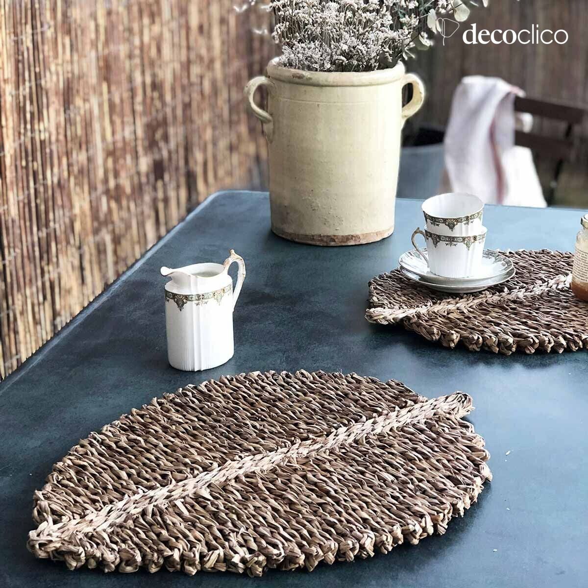 Set de table (par 4) forme feuille en jonc de mer Casatera