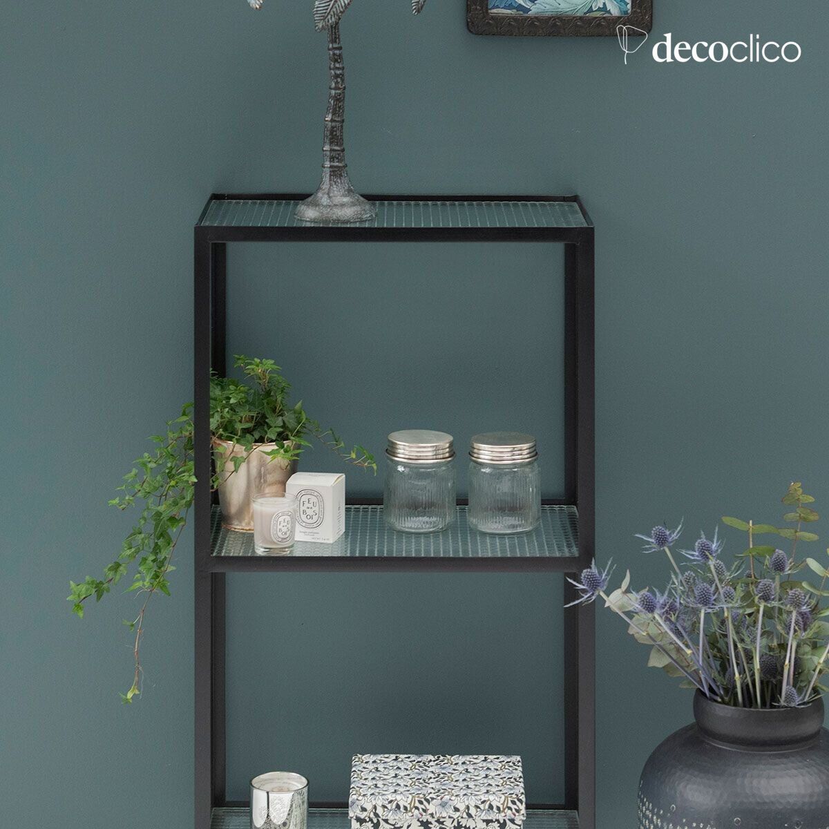 Set di 2 barattoli in vetro e ottone argentato Chaumont