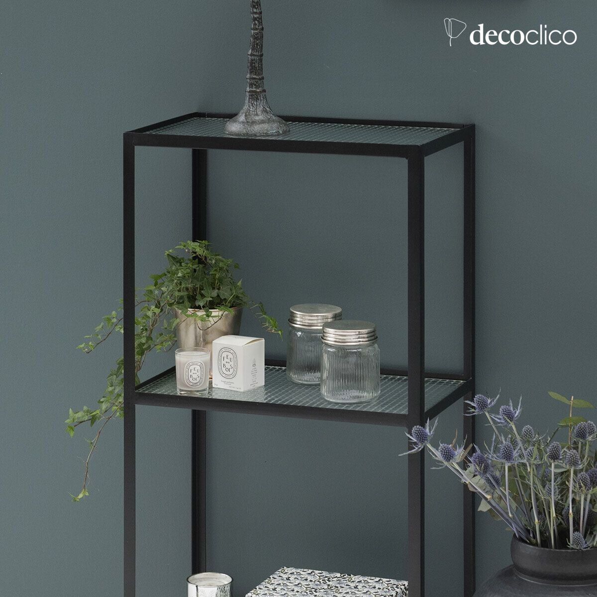 Set di 2 barattoli in vetro e ottone argentato Chaumont