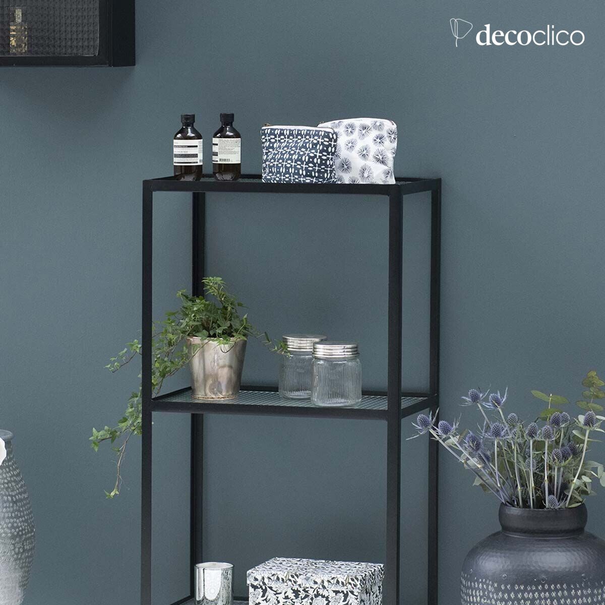 Set di 2 barattoli in vetro e ottone argentato Chaumont