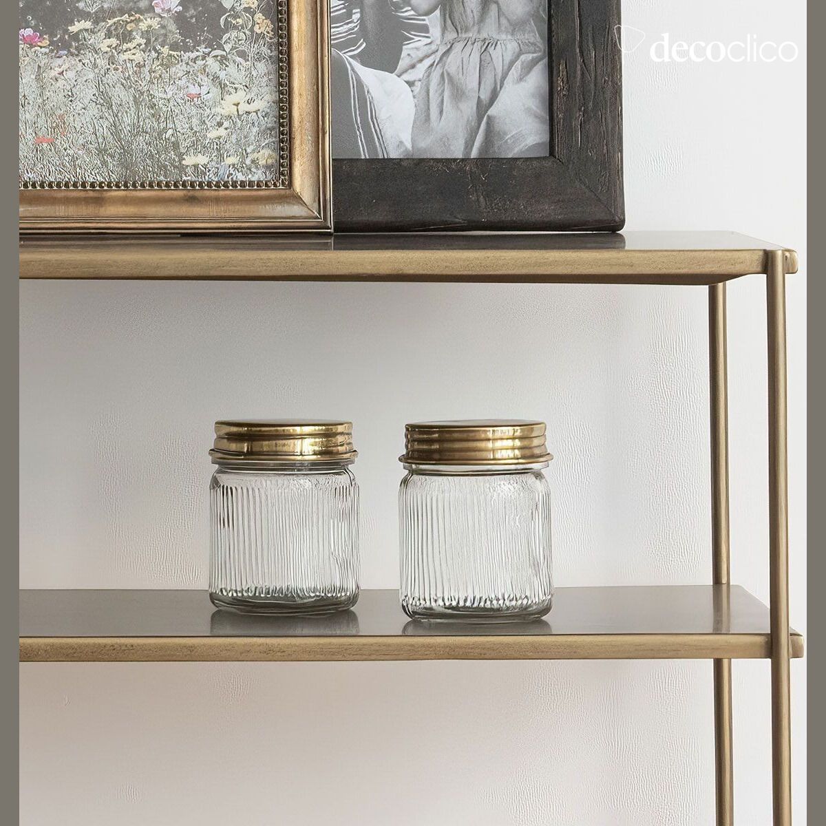 Set di 2 barattoli in vetro e ottone dorato Chaumont