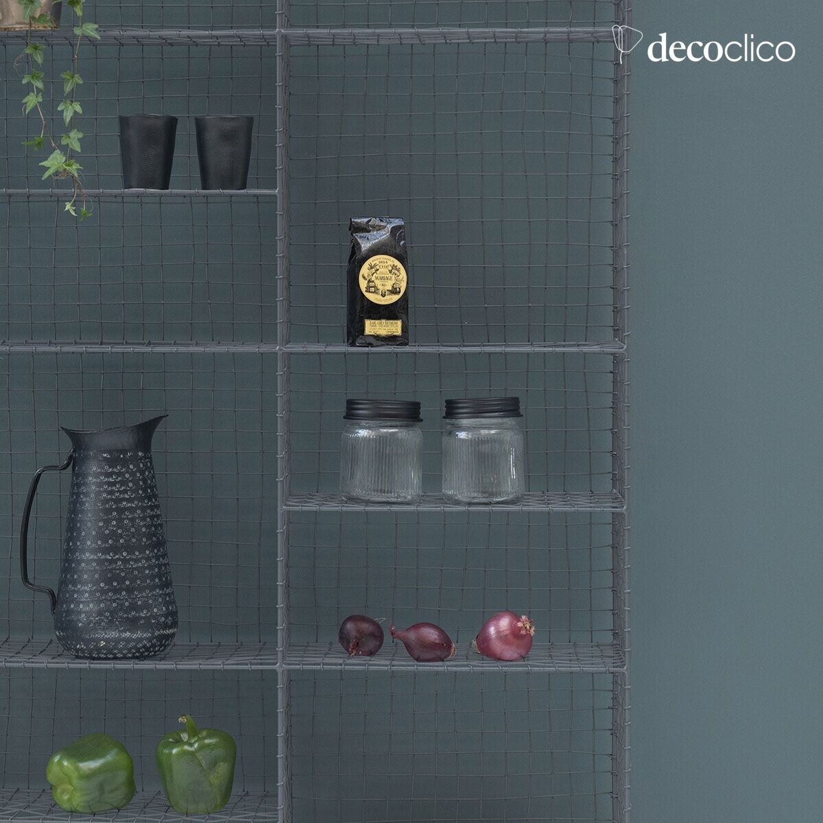 Set di 2 barattoli in vetro e ottone nero Chaumont