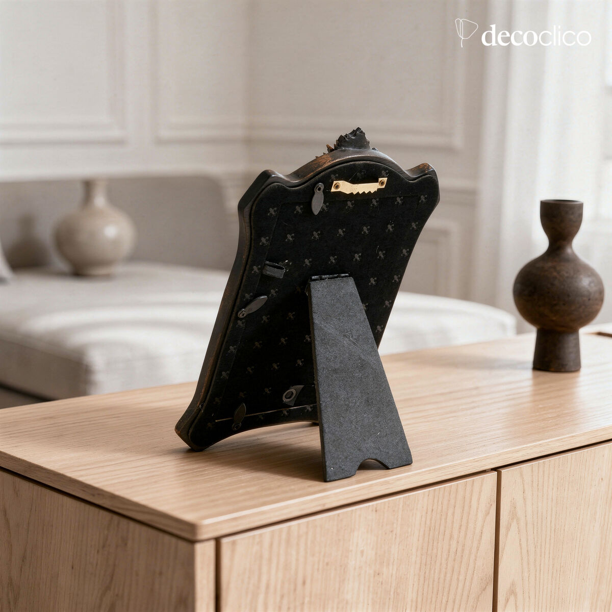 Set di 2 cornici rettangolari da appoggio con contorno color carbone opaco e dorato