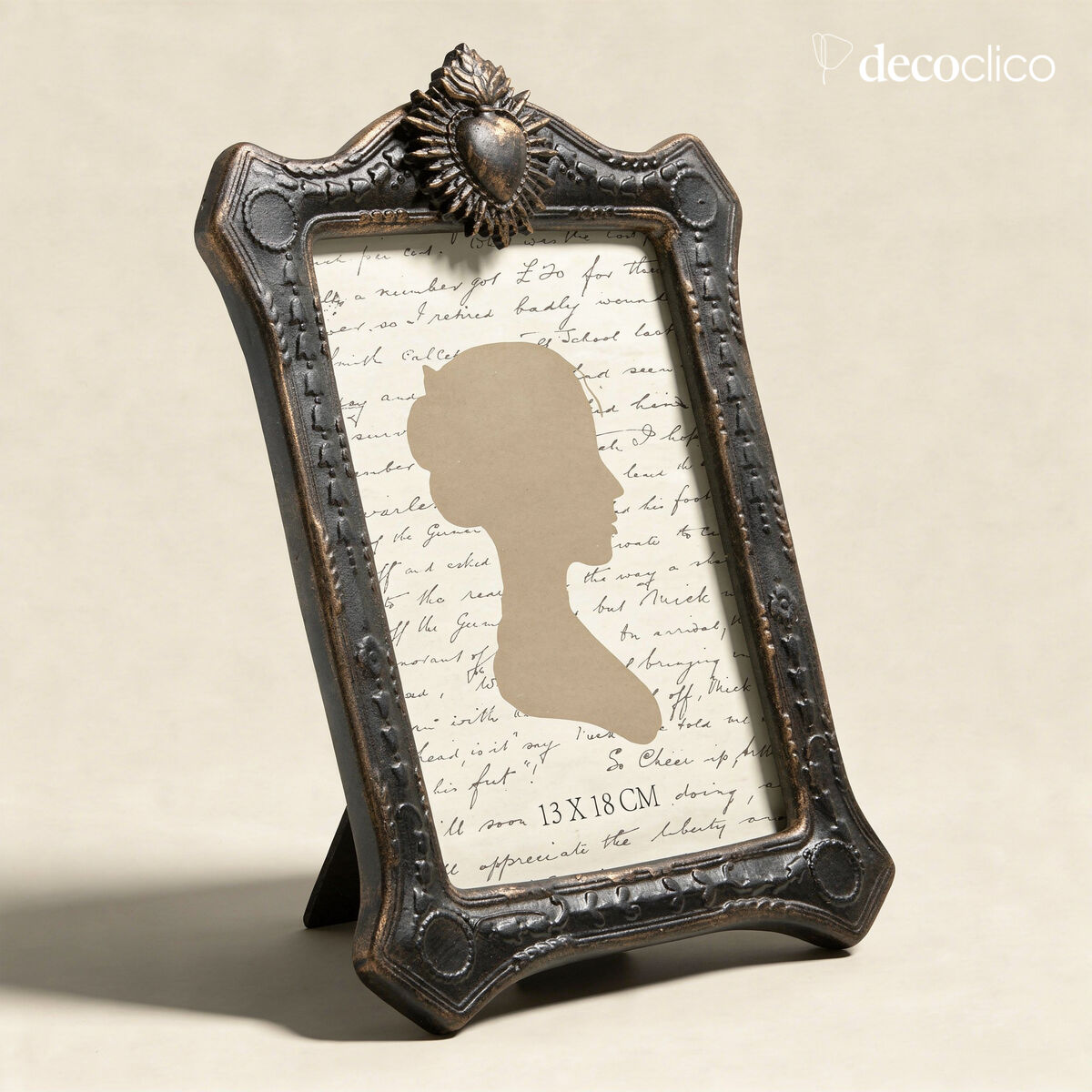 Set di 2 cornici rettangolari da appoggio con contorno color carbone opaco e dorato Kim