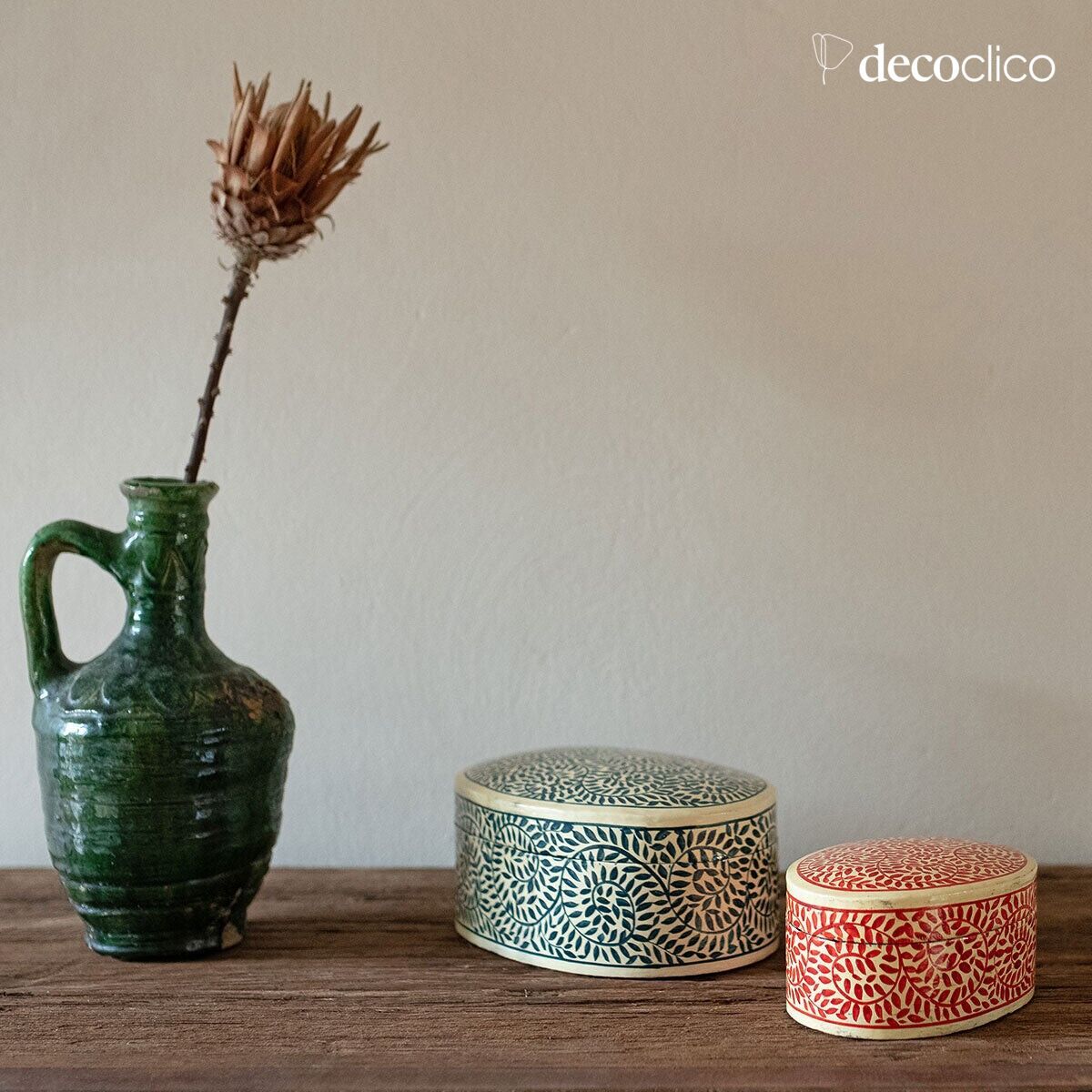 Set di 2 scatole ovali in cartapesta