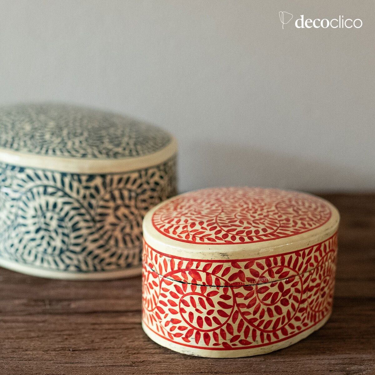 Set di 2 scatole ovali in cartapesta