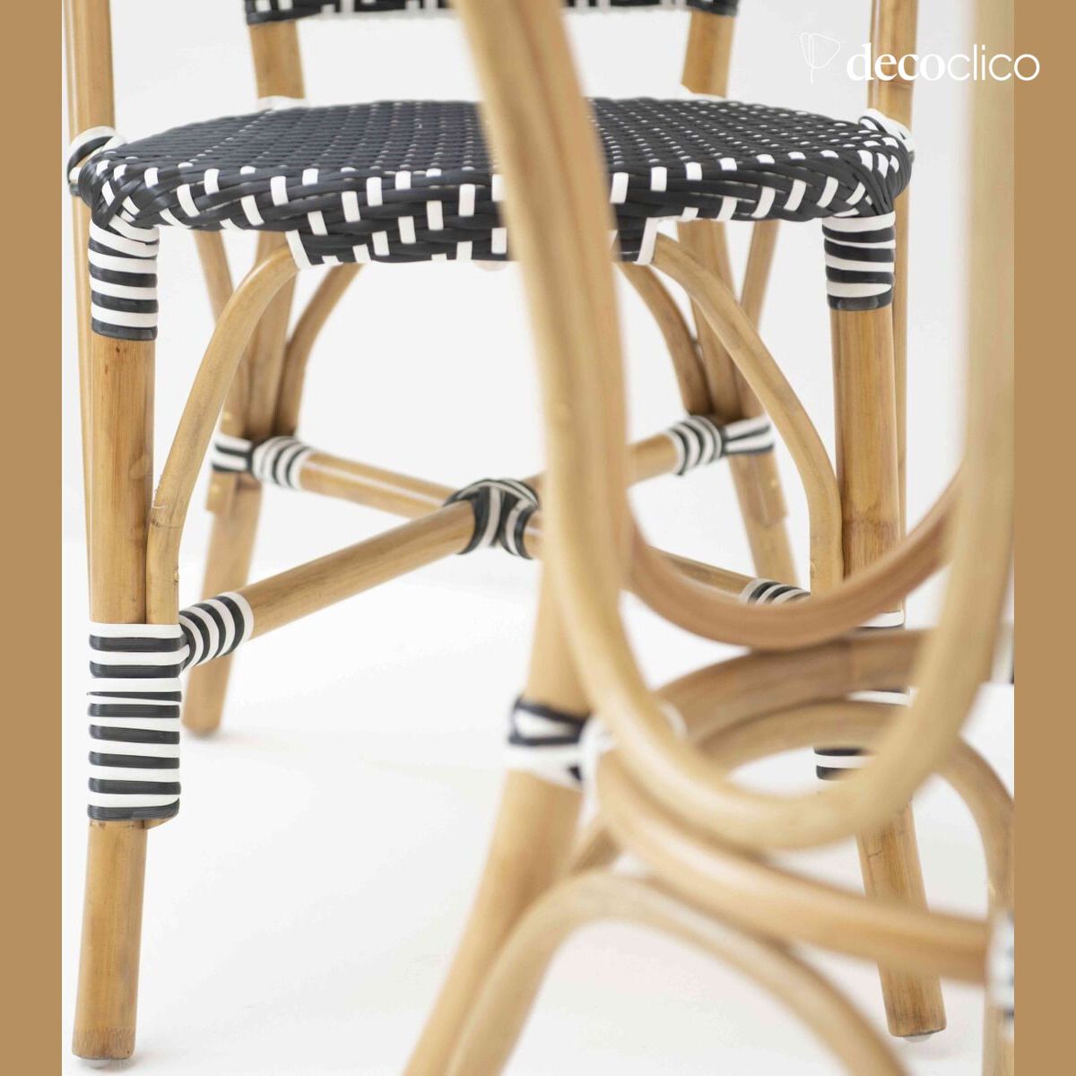 Set di 2 sedie da bistrot con gambe in rattan e intreccio bianco e nero Belleville