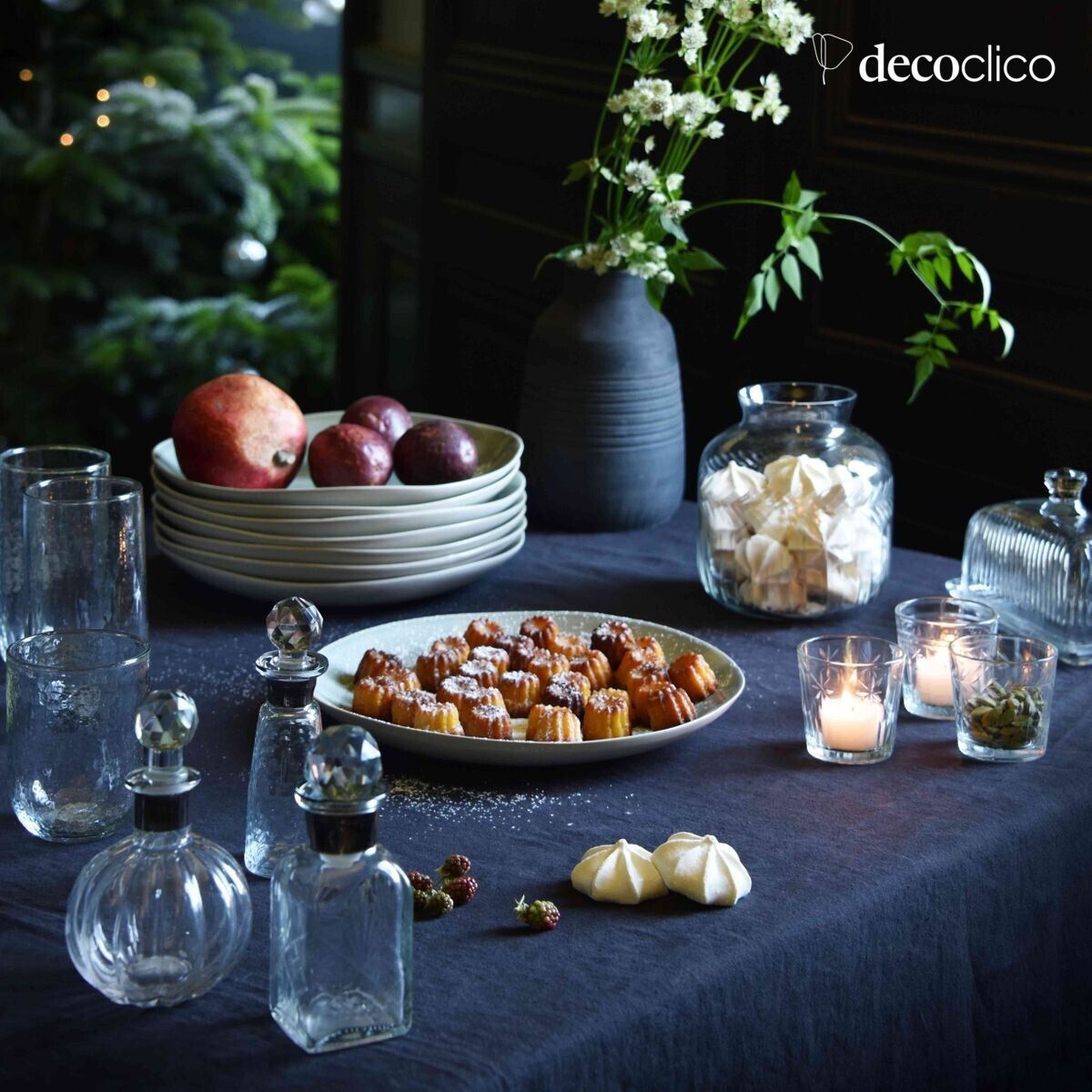 Set di 3 flaconi in vetro inciso con tappo sfaccettato Castille