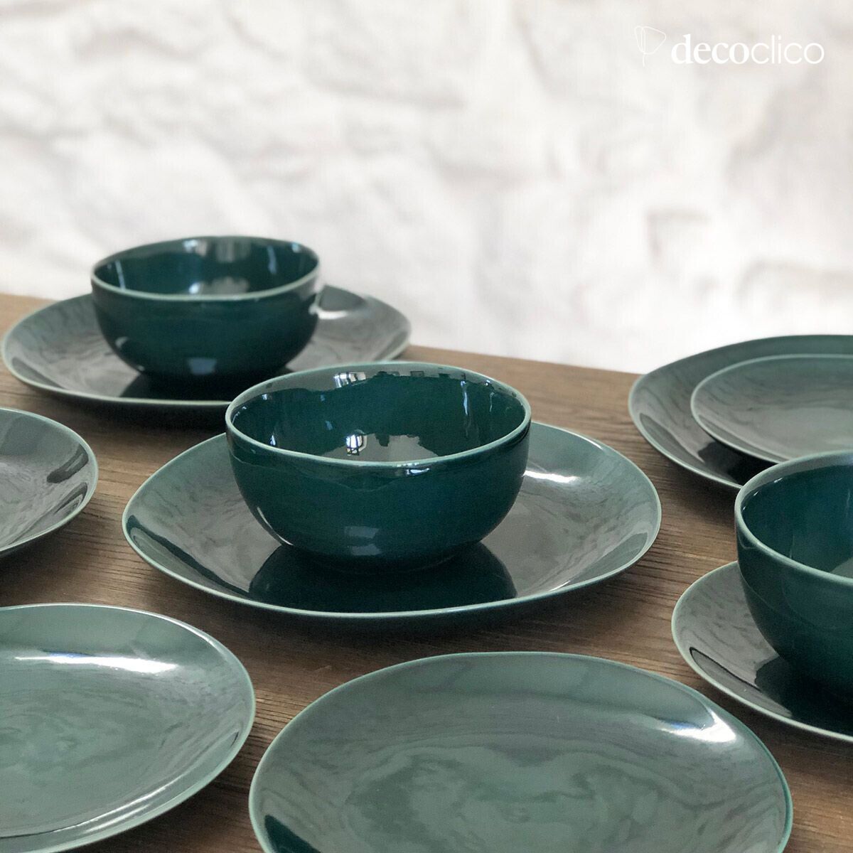 Set di 4 ciotole in ceramica verde inglese Lagune