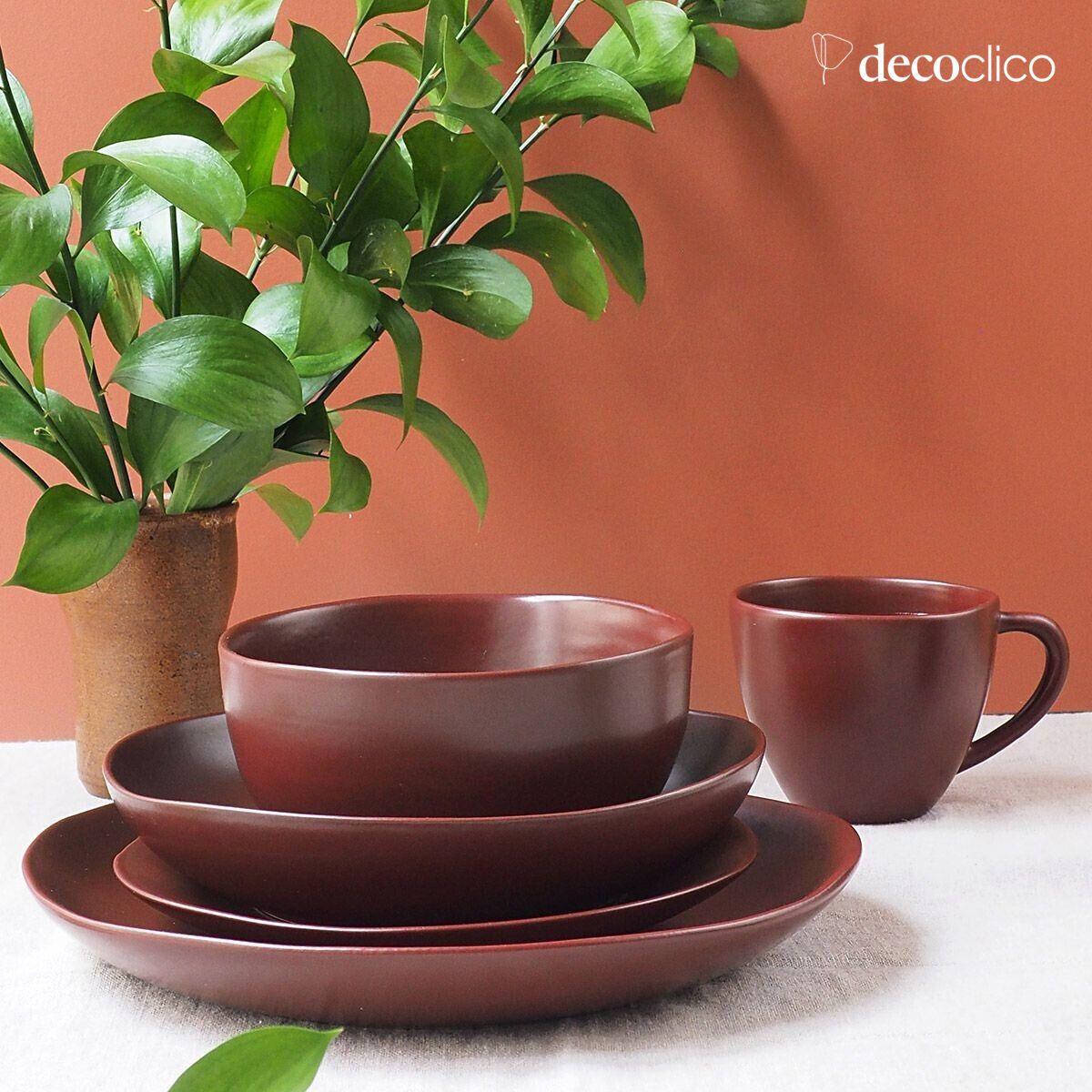 Set di 4 piatti da dessert in ceramica terracotta  Fjord