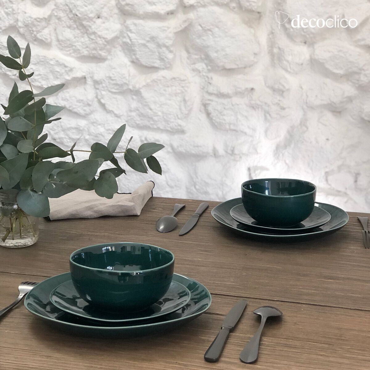 Set di 4 piatti da dessert in ceramica verde inglese  Lagune
