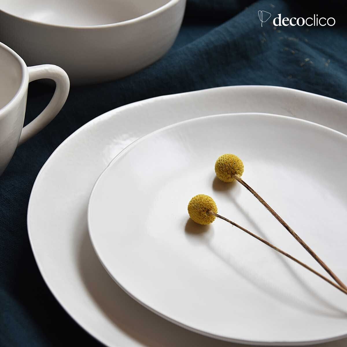 Set di 4 piatti piani in ceramica bianca  Fjord