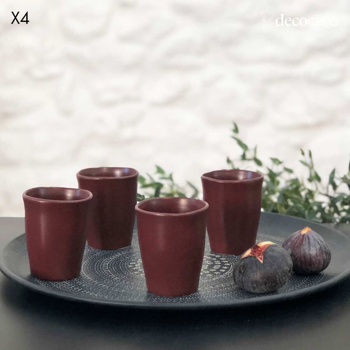 Set di 4 tazze da caffè espresso in ceramica rosso terracotta Fjord