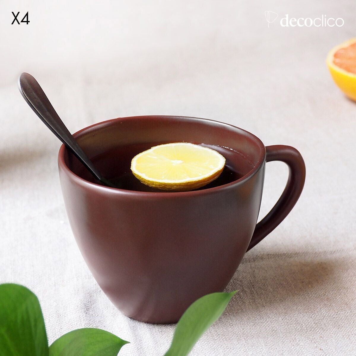 Set di 4 tazze in ceramica rosso terracotta Fjord