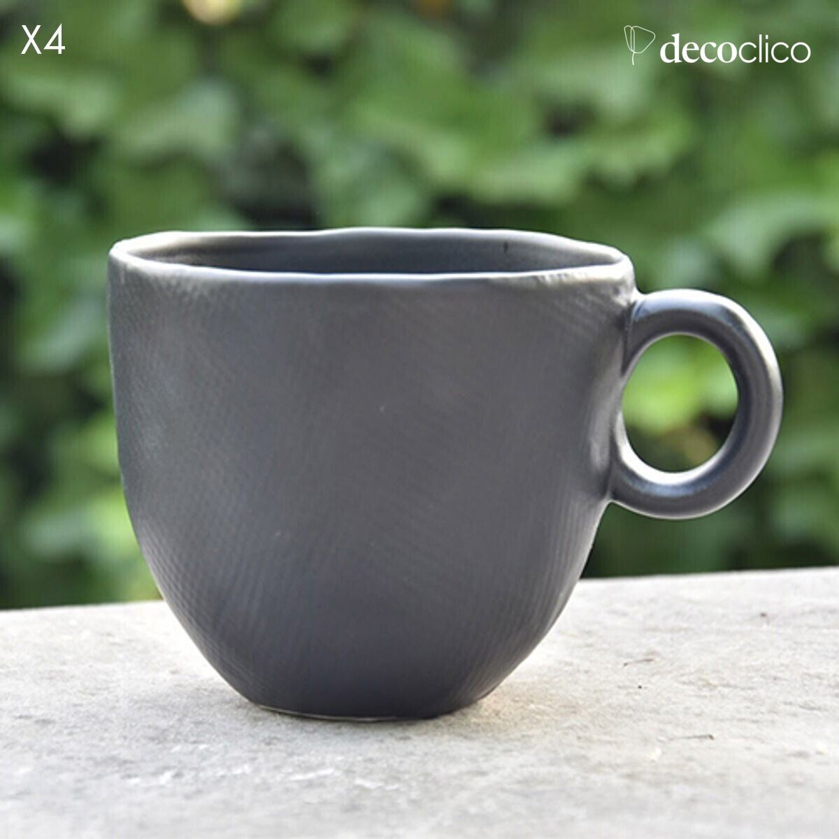 Set di 4 tazze XXL in ceramica nera opaca Baco
