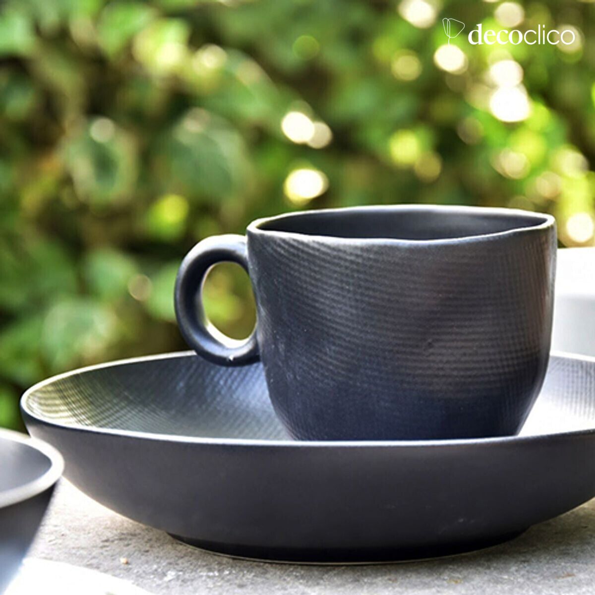 Set di 4 tazze XXL in ceramica nera opaca Baco