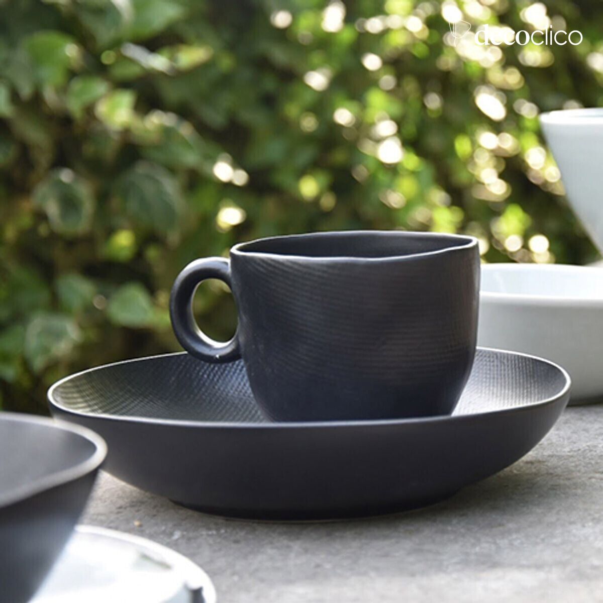 Set di 4 tazze XXL in ceramica nera opaca Baco