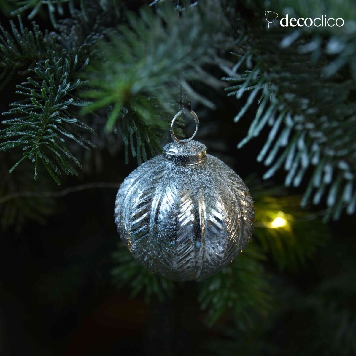 Set di 6 palle di Natale in vetro al mercurio con laccio in velluto