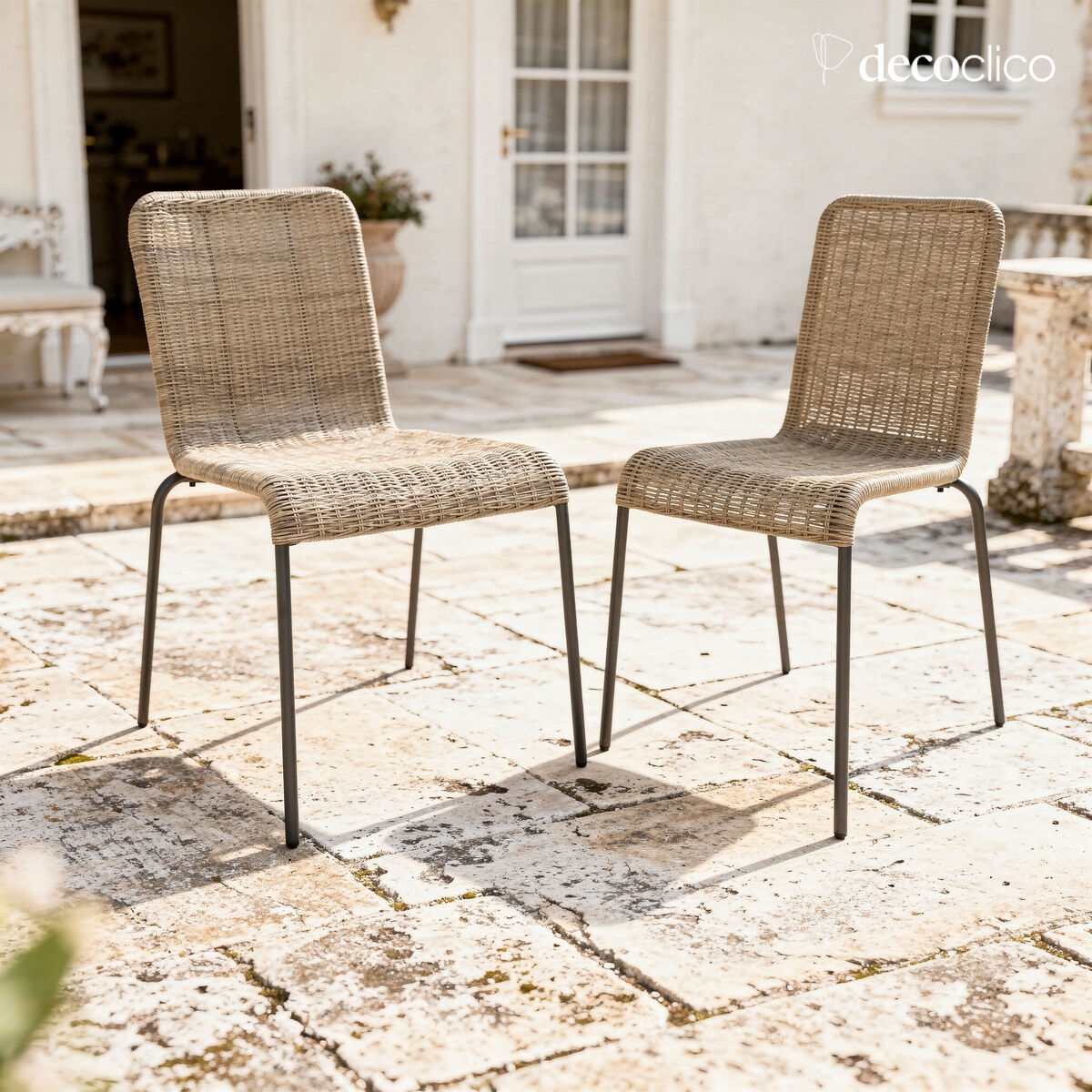 Set mit 2 Stühlen für den Innen- und Außenbereich aus Poly-Rattan