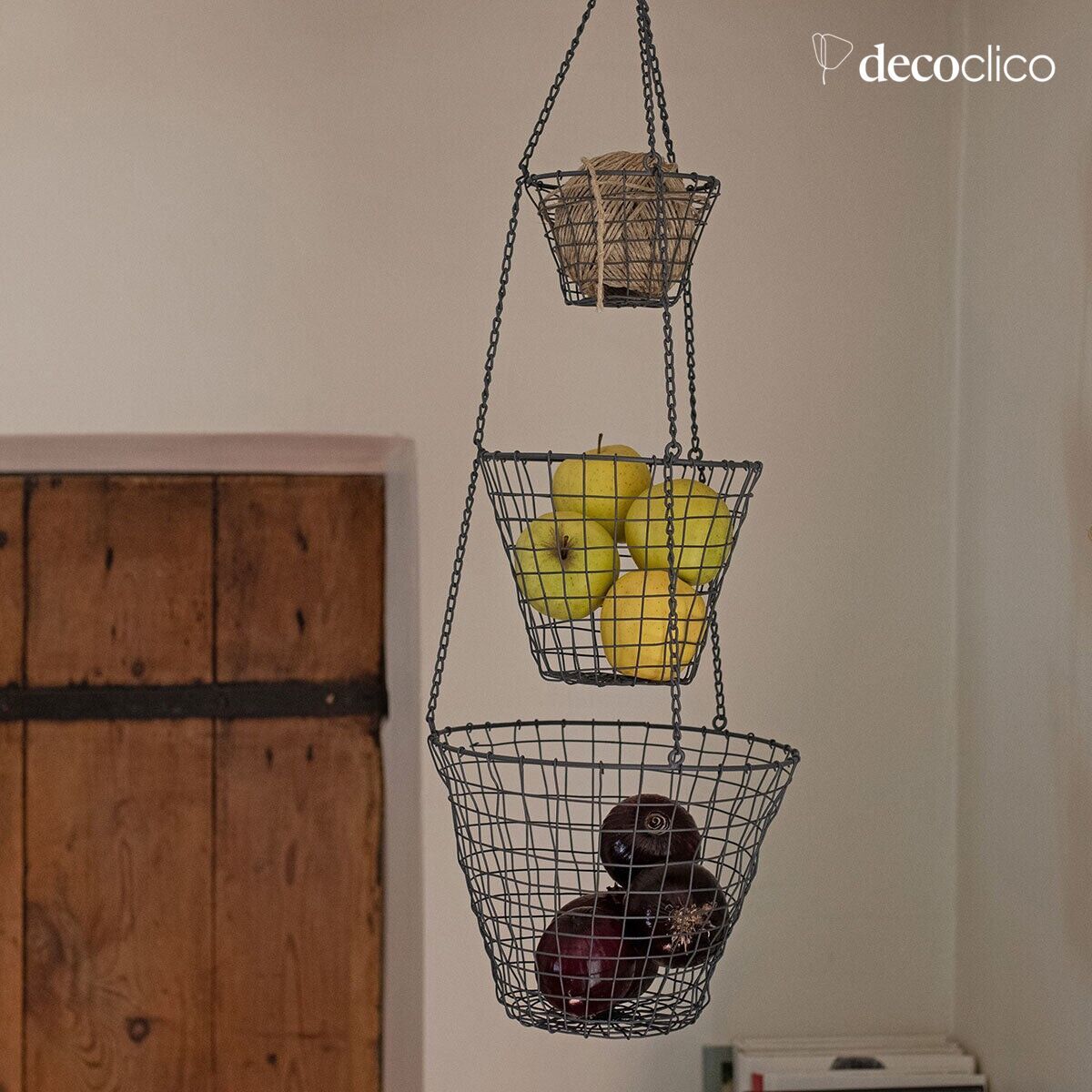 Set mit 3 Hängekörben aus anthrazitfarbenem Metallgitter Greed