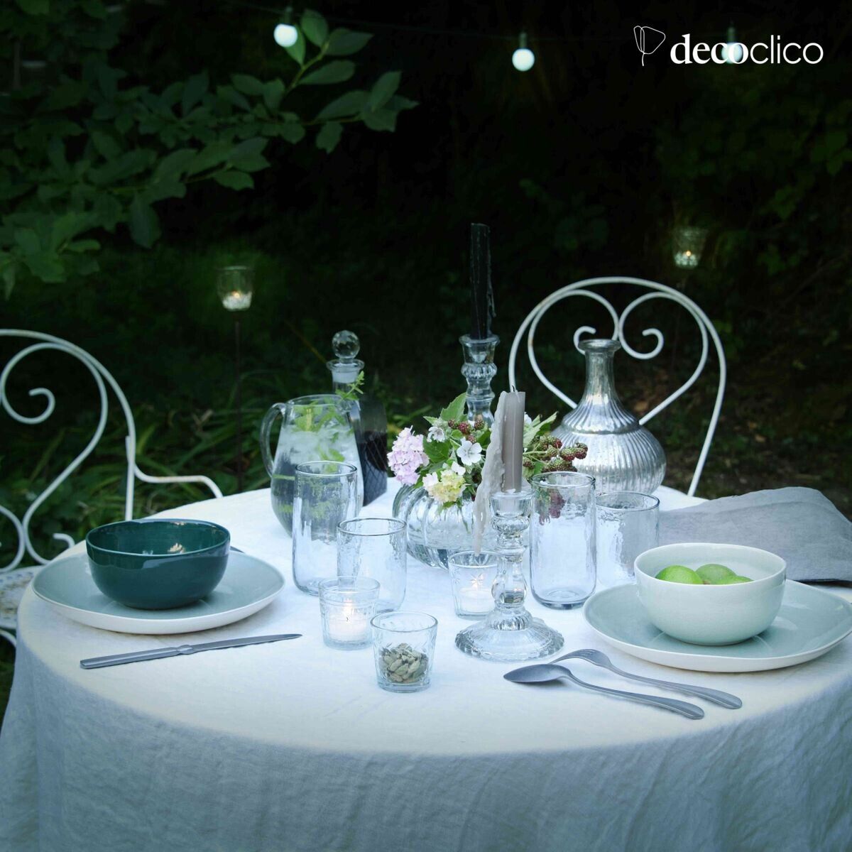 Set mit 3 Windlichtern aus transparentem, graviertem Glas Castille