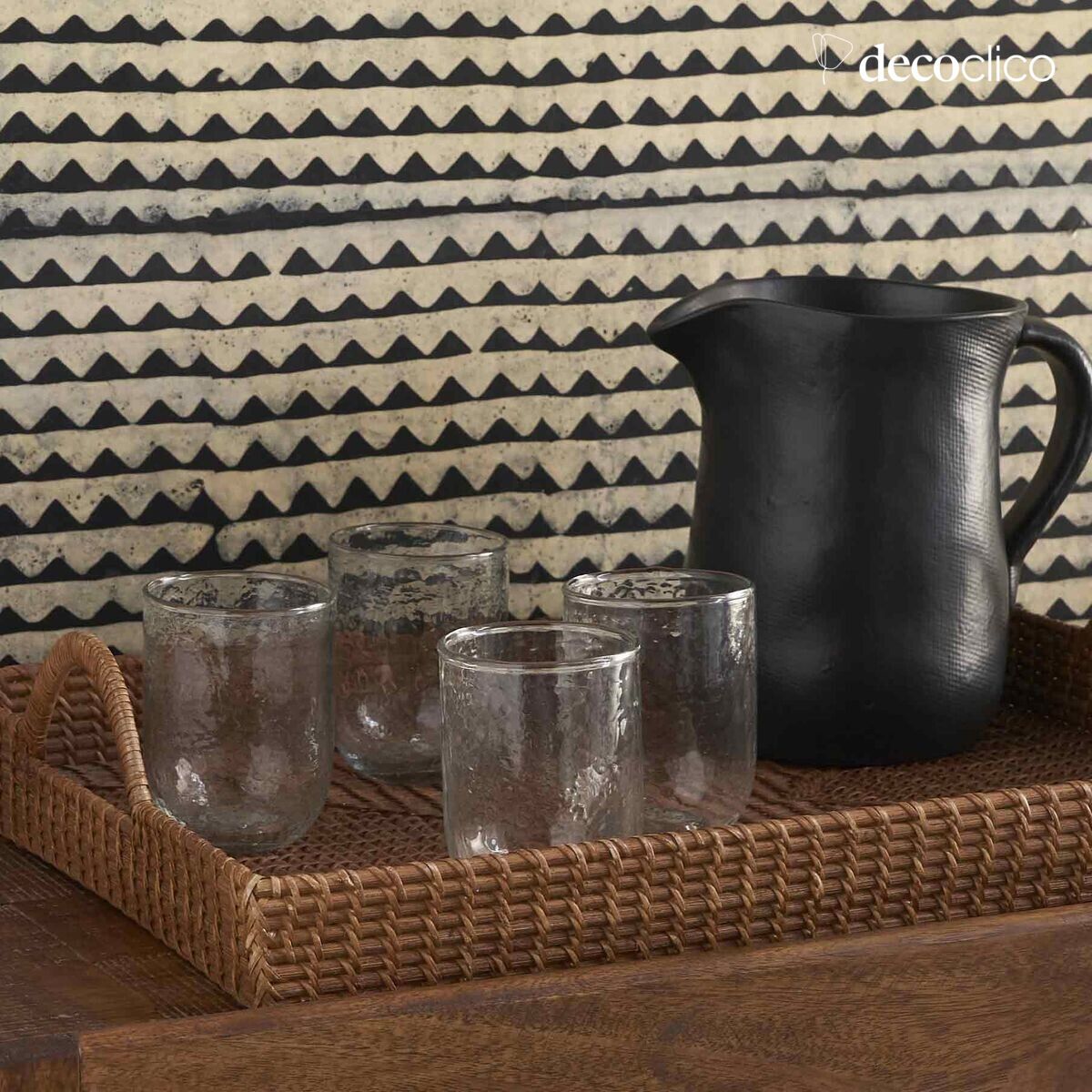 Set mit 4 Bechergläsern aus gemustertem Glas