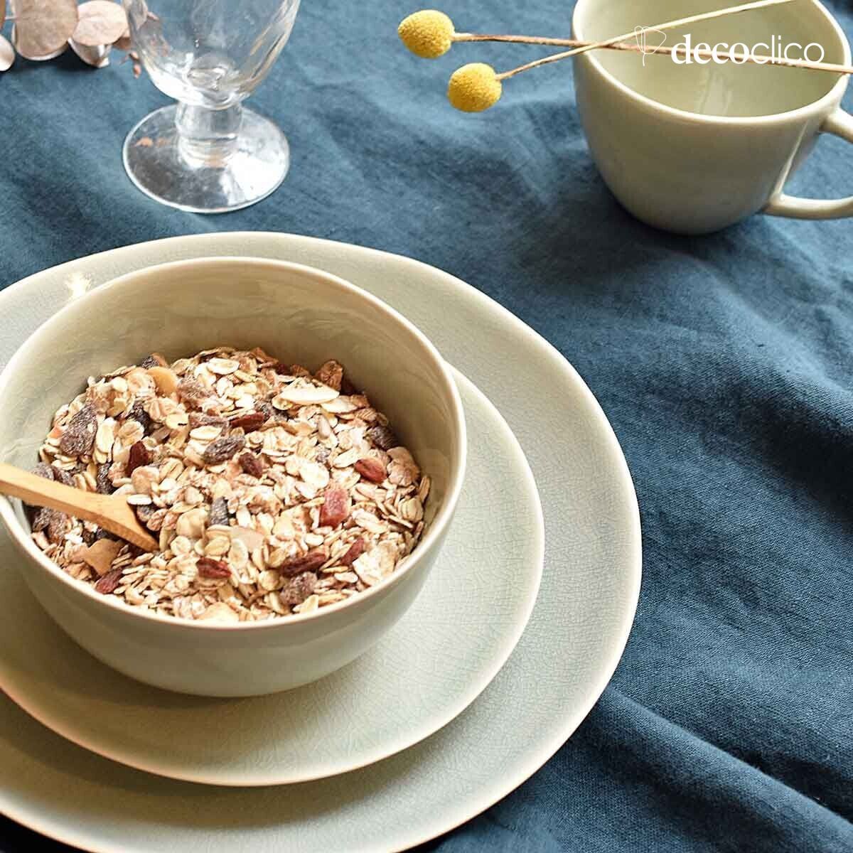 Set mit 4 Desserttellern aus Keramik in Wassergrün mit Craquelé-Muster  Frost