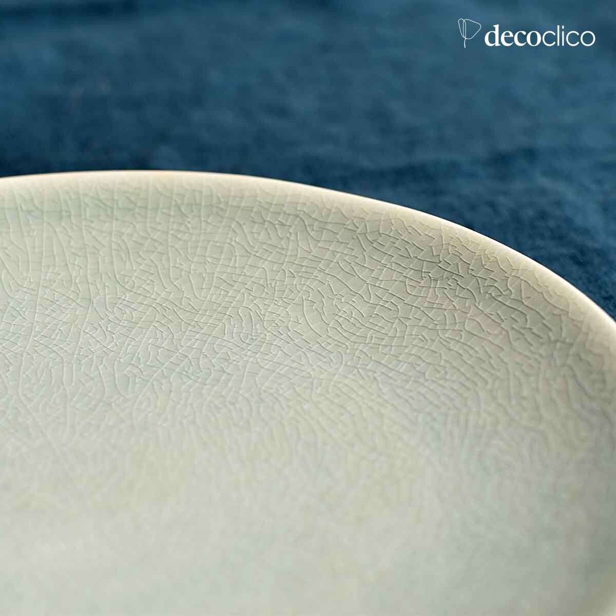 Set mit 4 Desserttellern aus Keramik in Wassergrün mit Craquelé-Muster  Frost