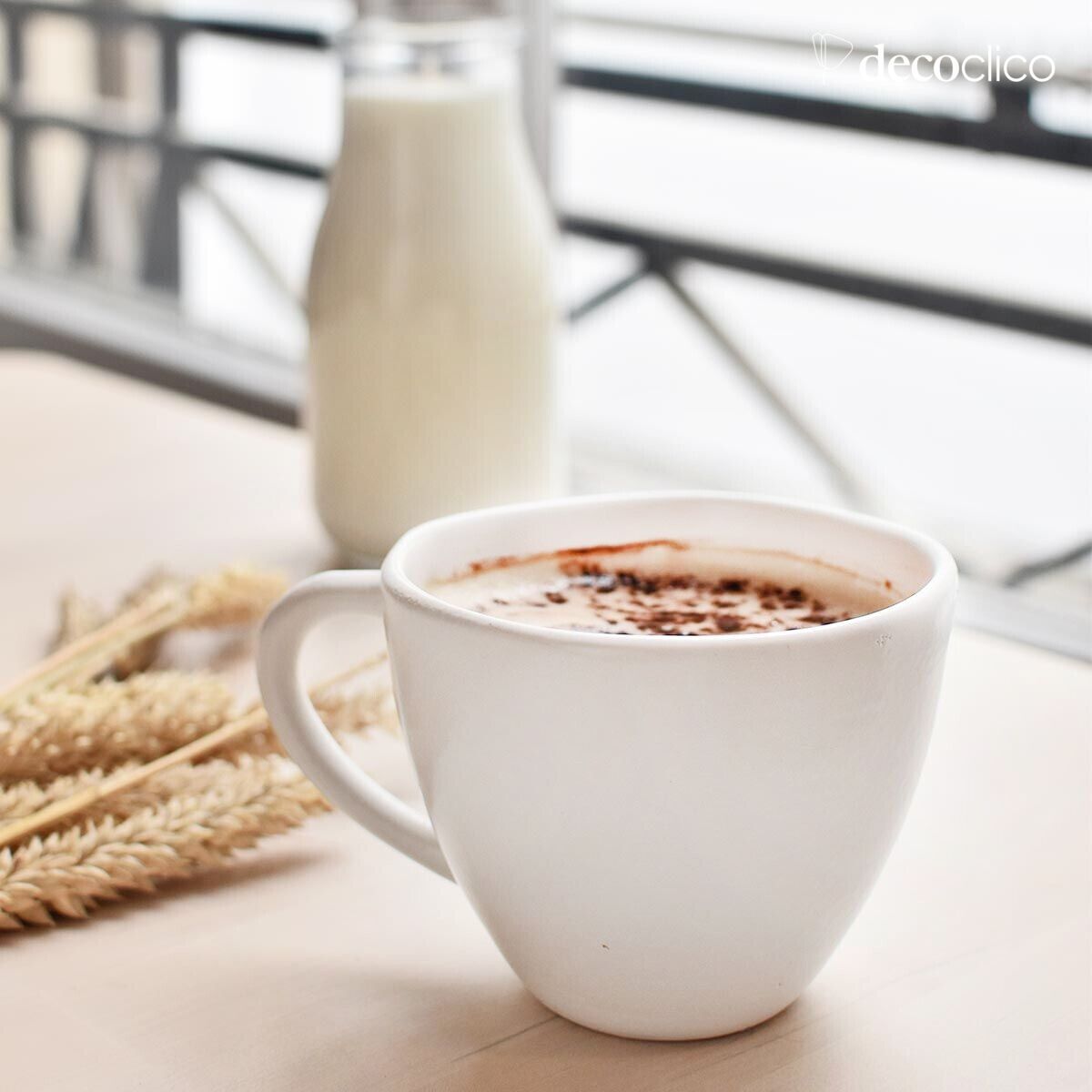 Set mit 4 weißen Keramikbechern Fjord