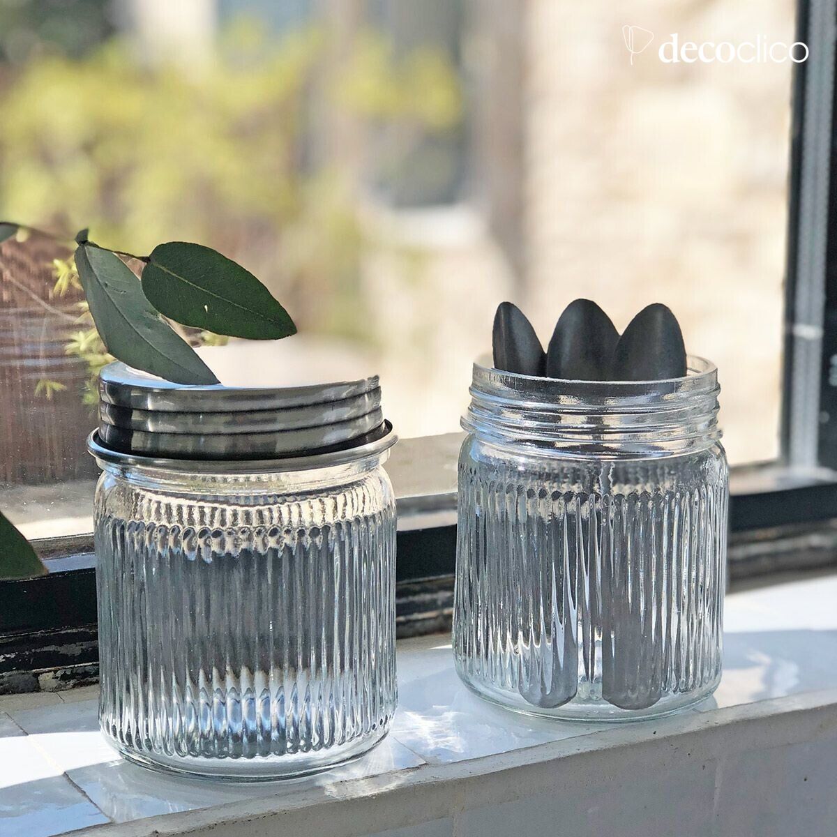 Set of 2 glass and silver-plated brass jars Chaumont