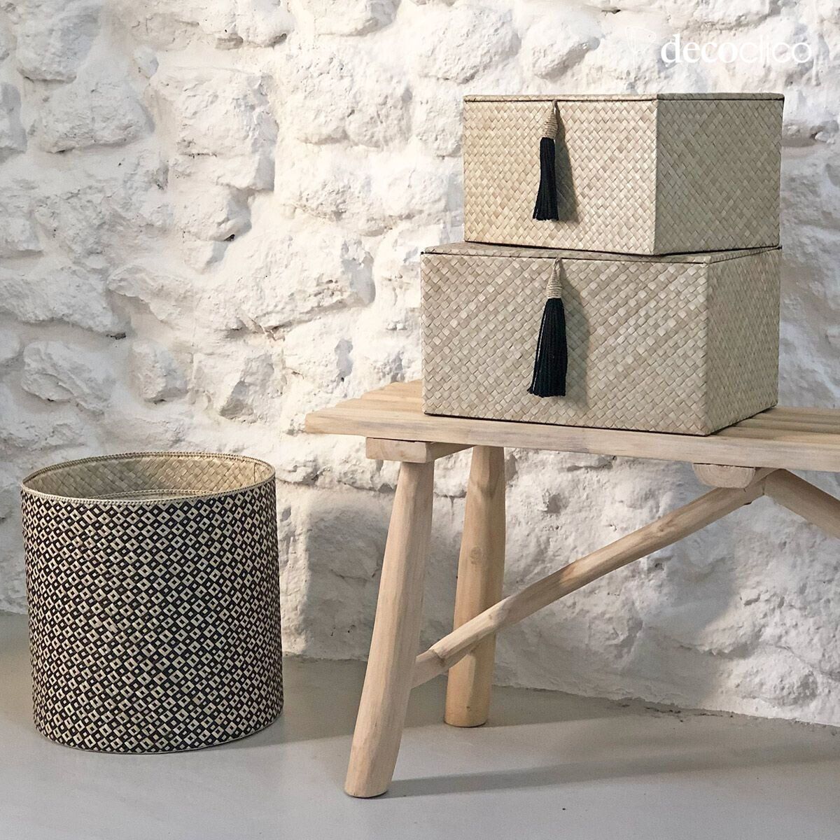 Set of 2 rectangular pandan boxes  Wayan Casatera