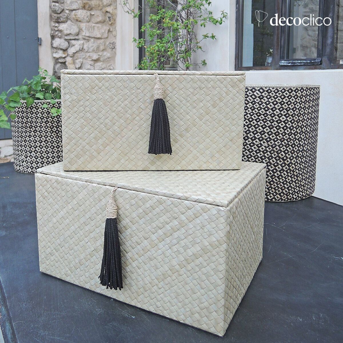 Set of 2 rectangular pandan boxes  Wayan Casatera