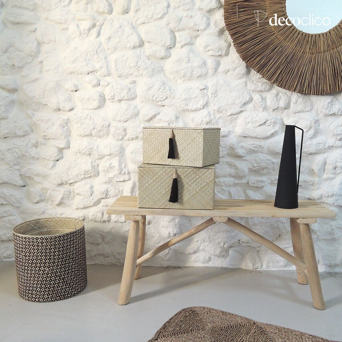 Set of 2 rectangular pandan boxes  Wayan Casatera