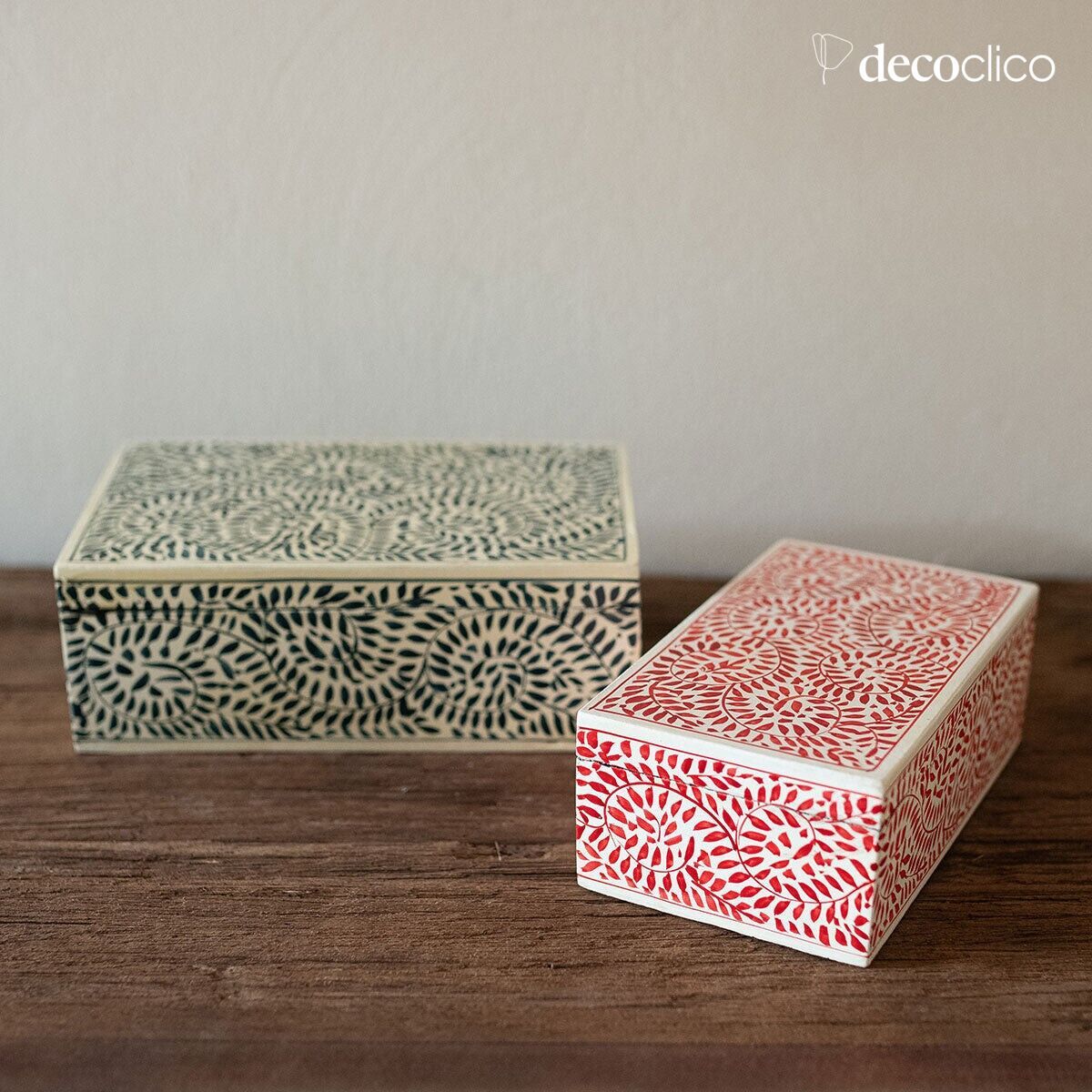 Set of 2 rectangular papier-mâché boxes