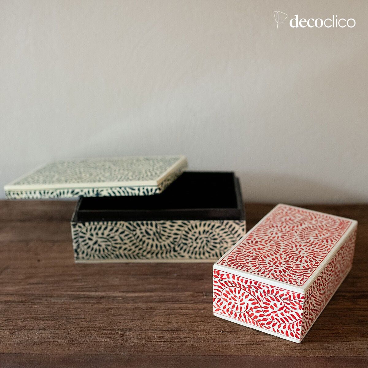 Set of 2 rectangular papier-mâché boxes