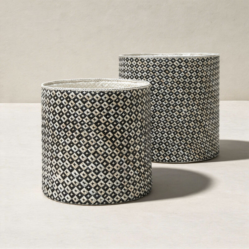 Set of 2 round pandan baskets Wayan