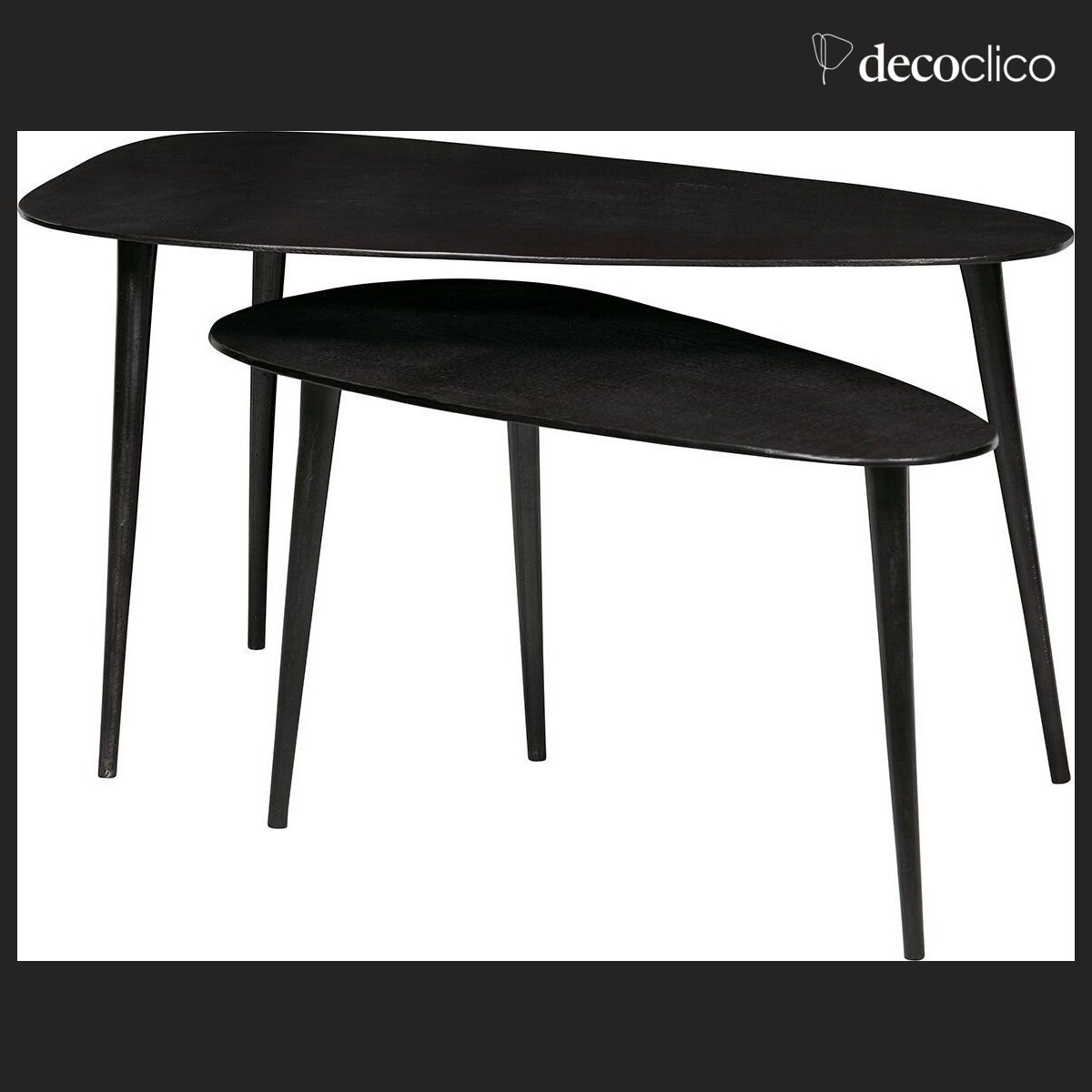 Set of 2 sofa ends Triangle side tables in black metal Be Pure