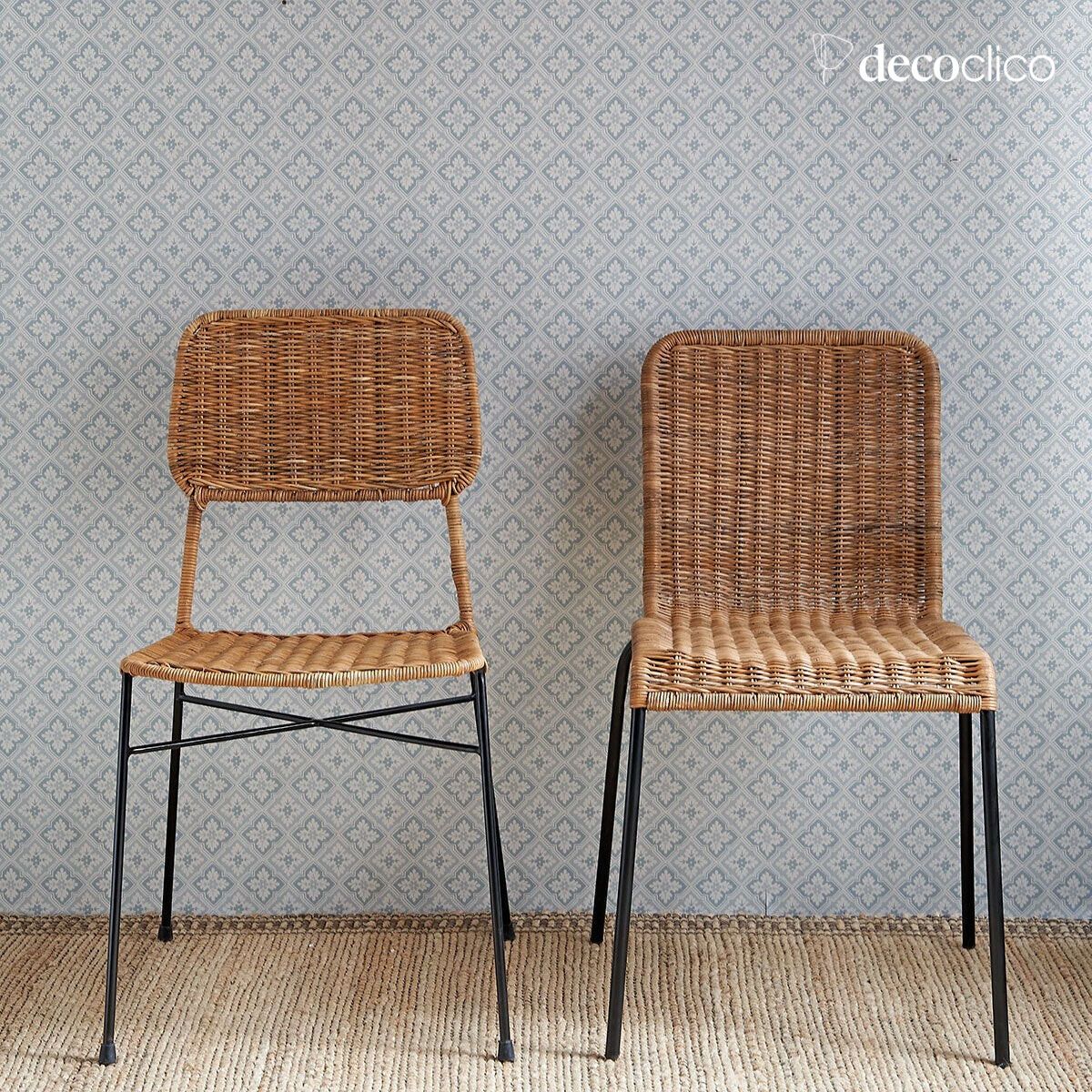 Set of 2 woven rattan chairs