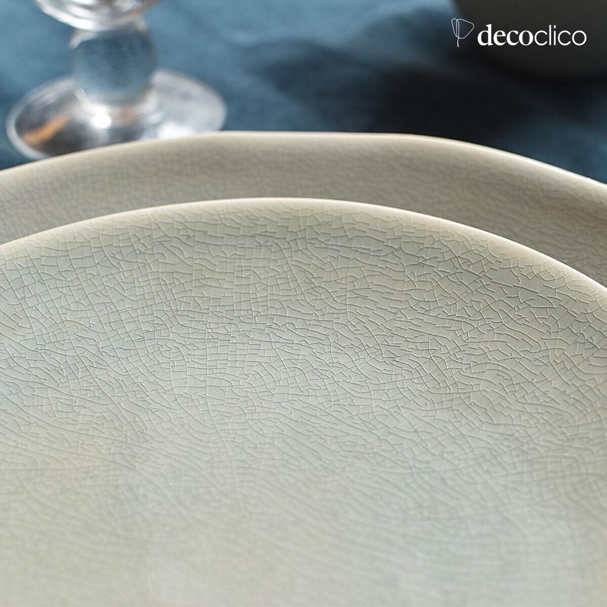 Set of 4 crackled aqua green ceramic dessert plates  Frost